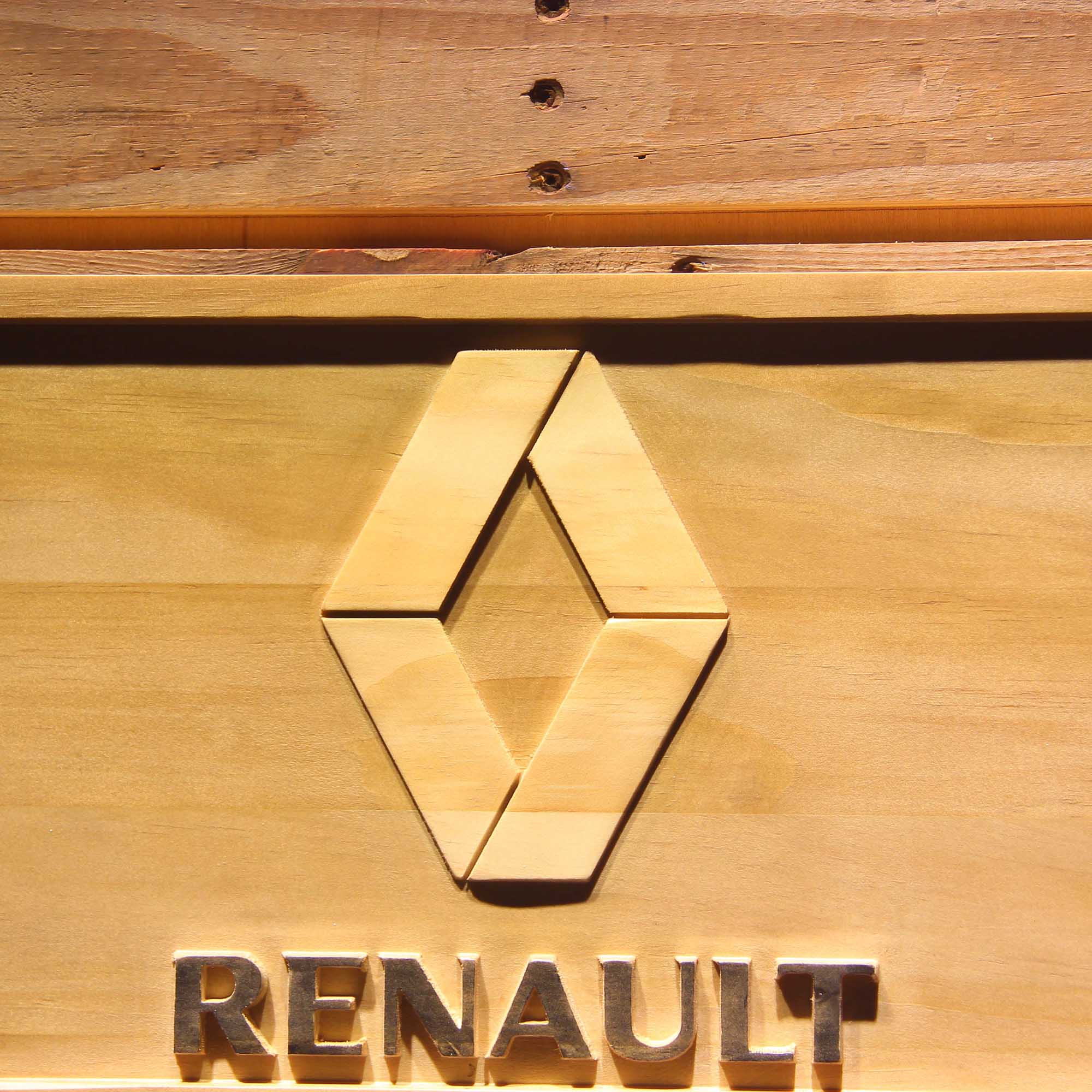 Renault 3D Wooden Engrave Sign