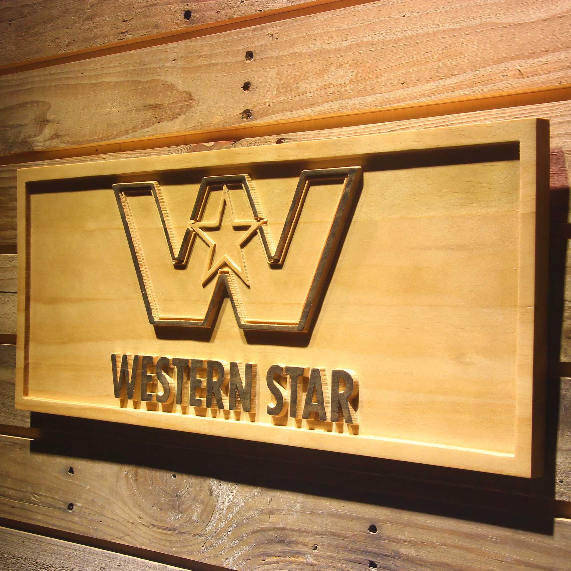 Western Star 3D Wooden Engrave Sign