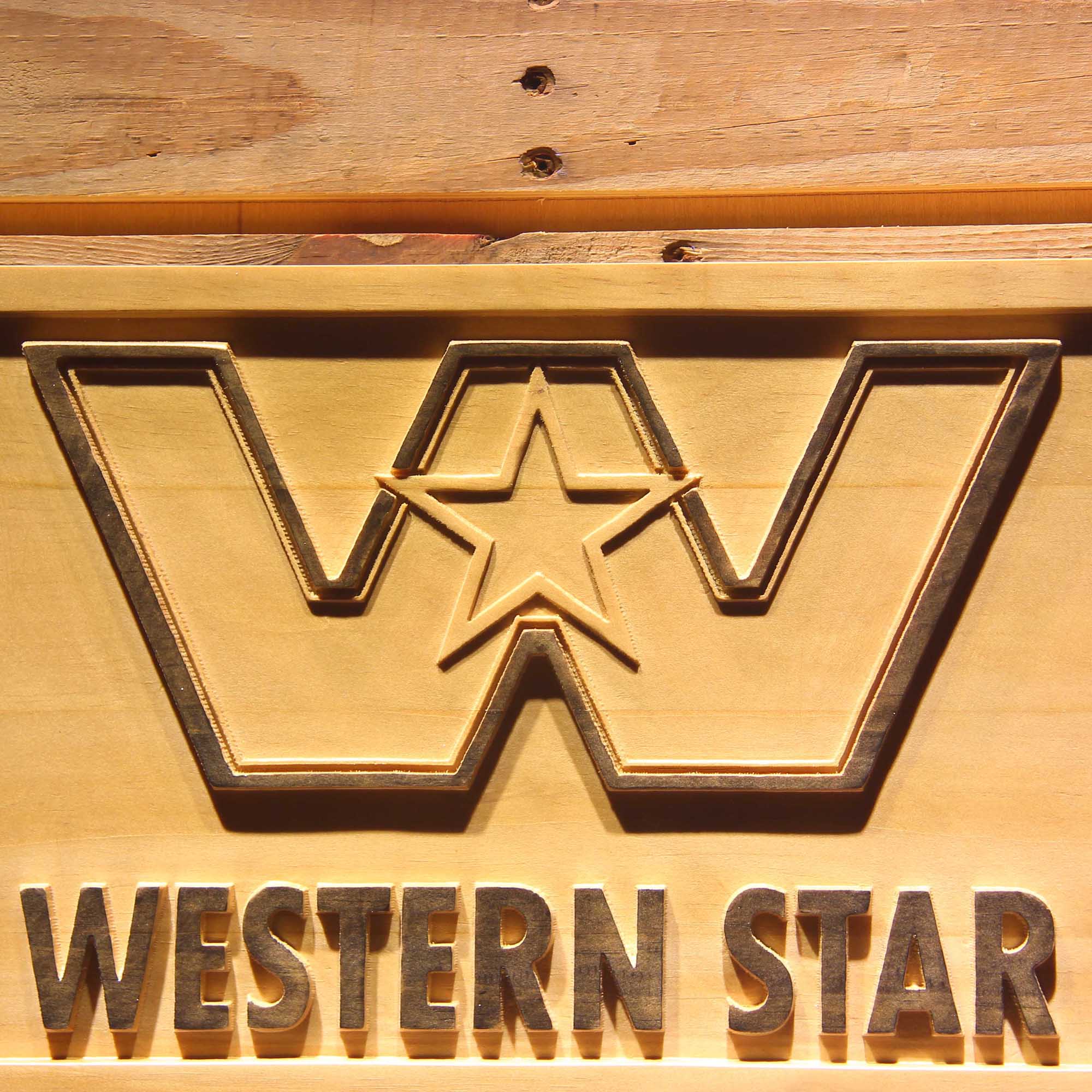 Western Star 3D Wooden Engrave Sign