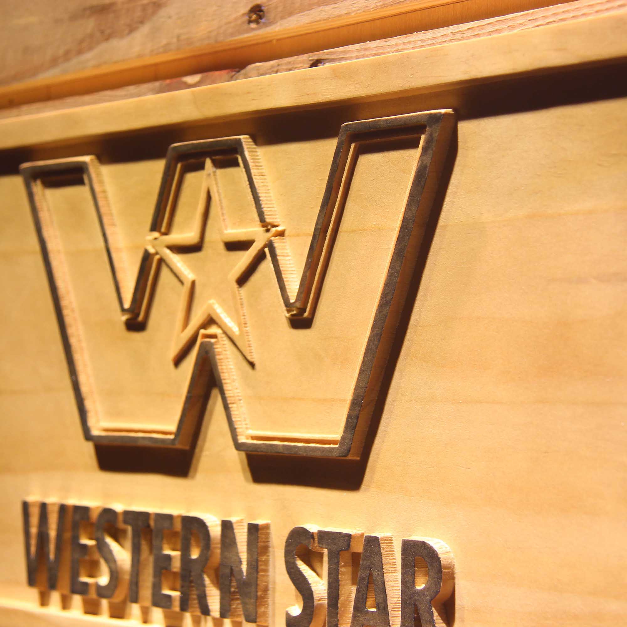 Western Star 3D Wooden Engrave Sign