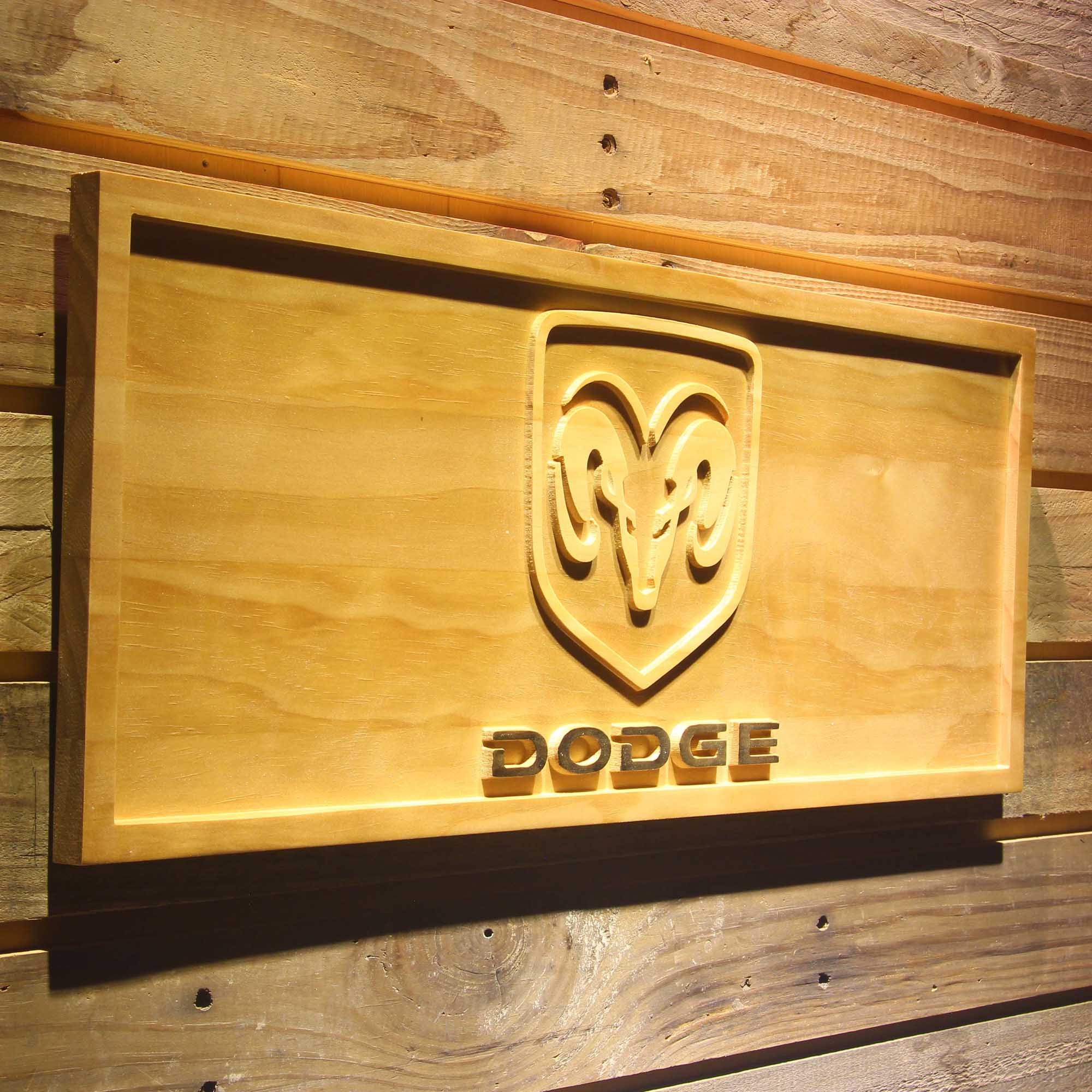 Dodge 3D Wooden Engrave Sign