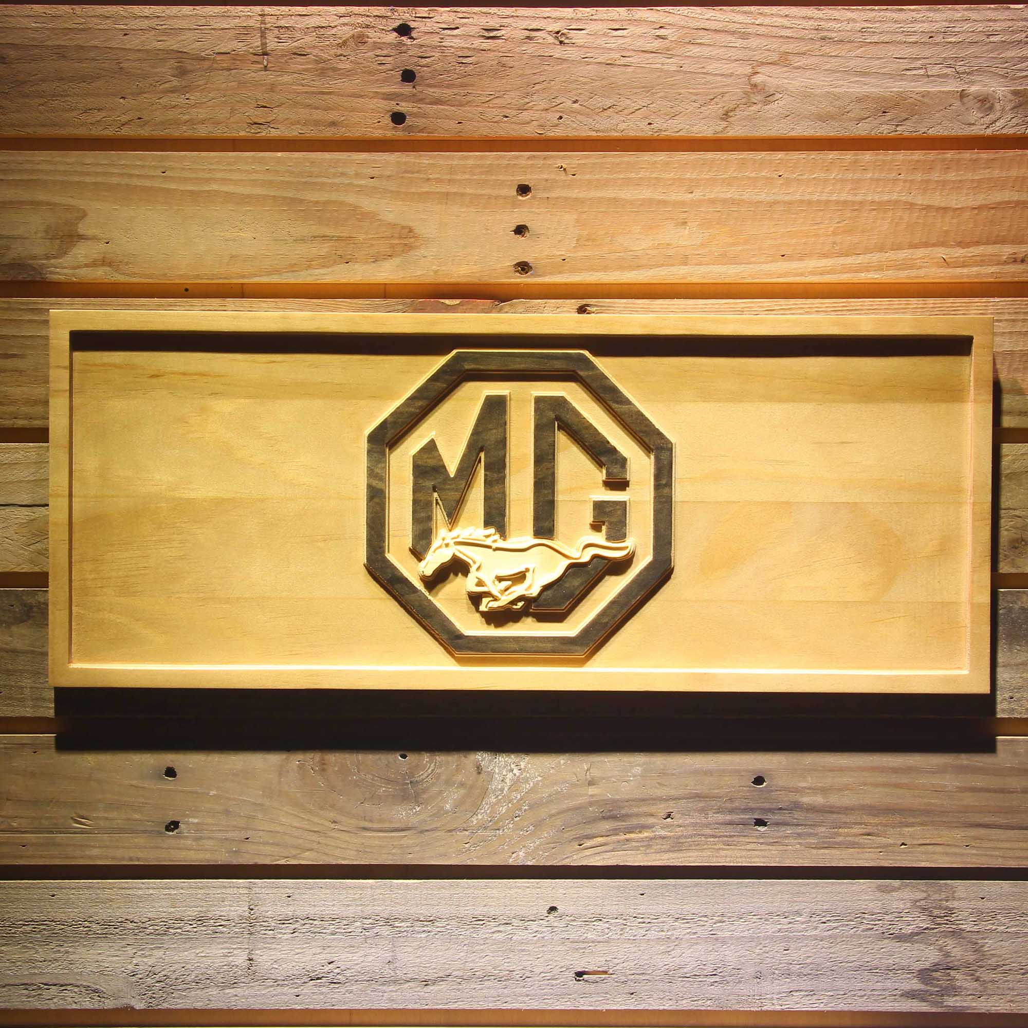 MG Mustang Car 3D Wooden Engrave Sign