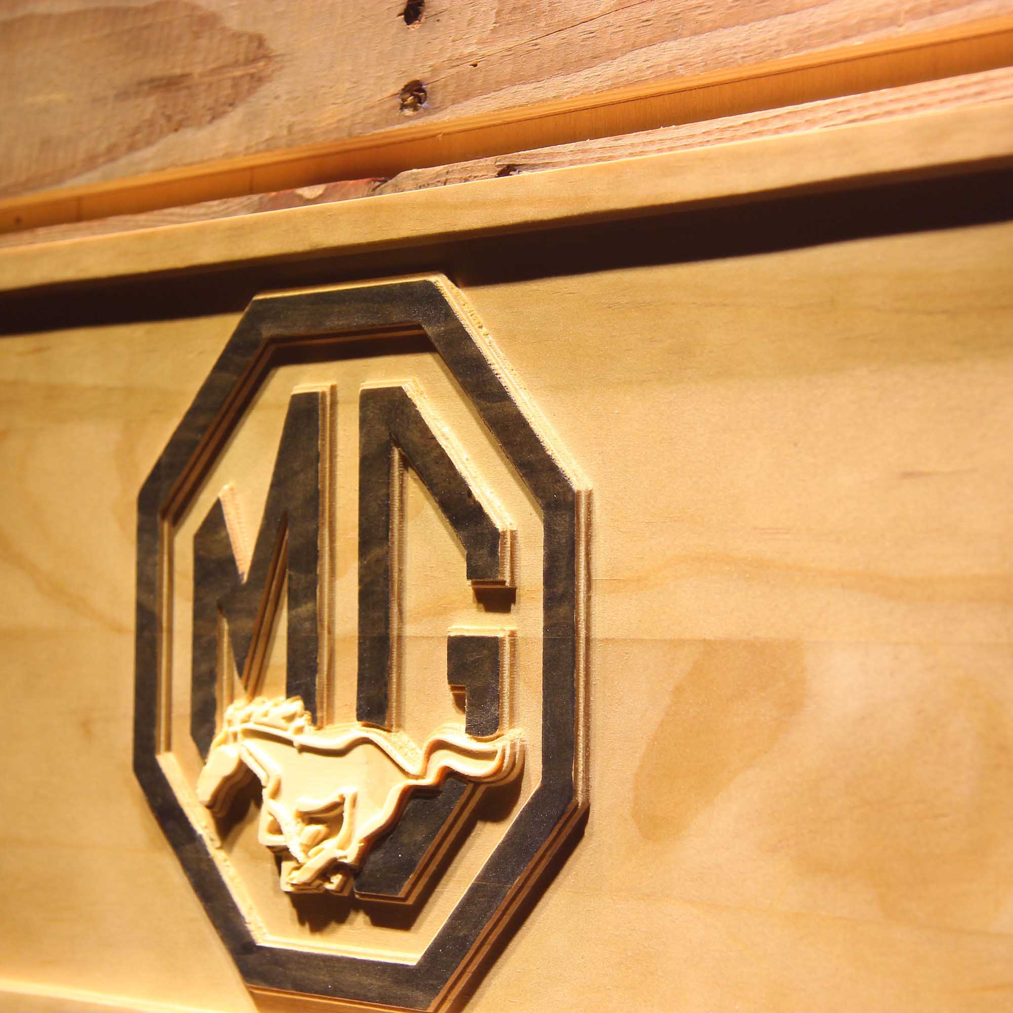 MG Mustang Car 3D Wooden Engrave Sign