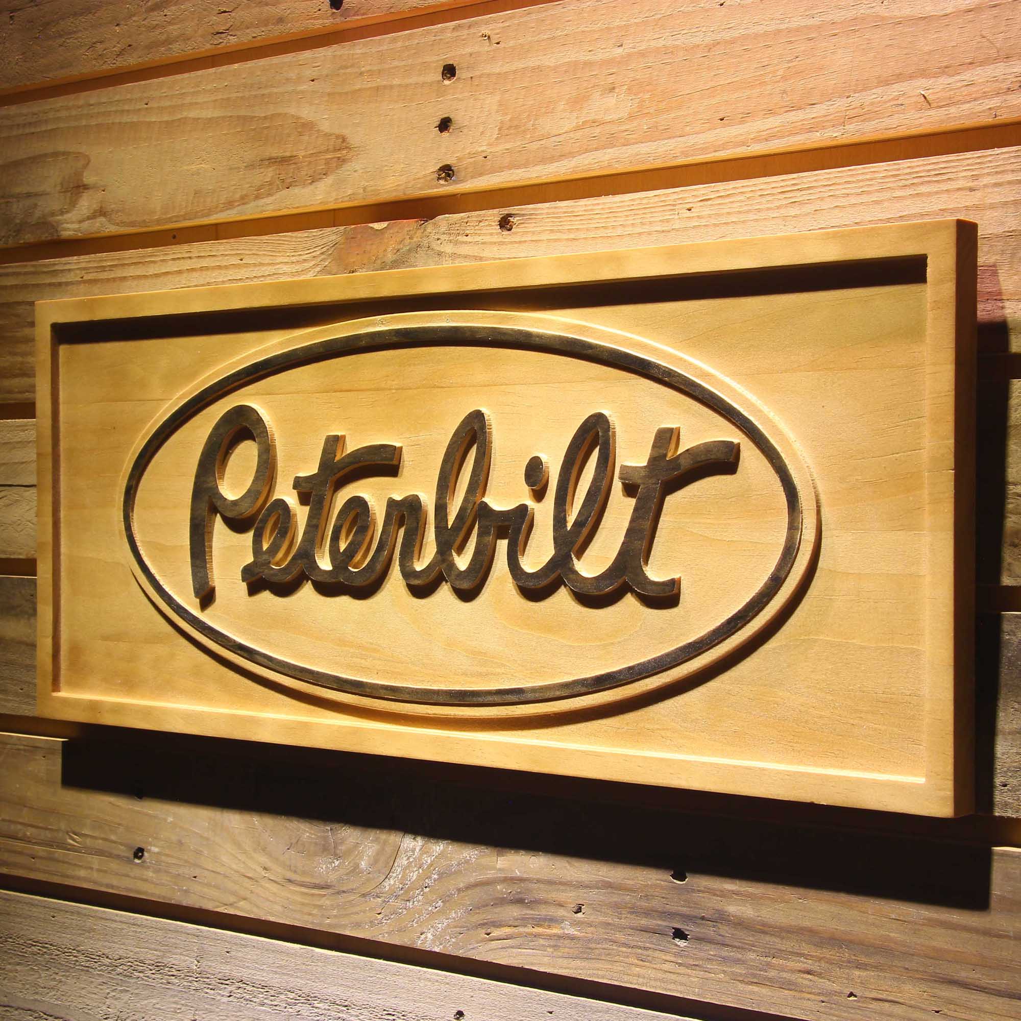 Peterbilt Car 3D Wooden Engrave Sign