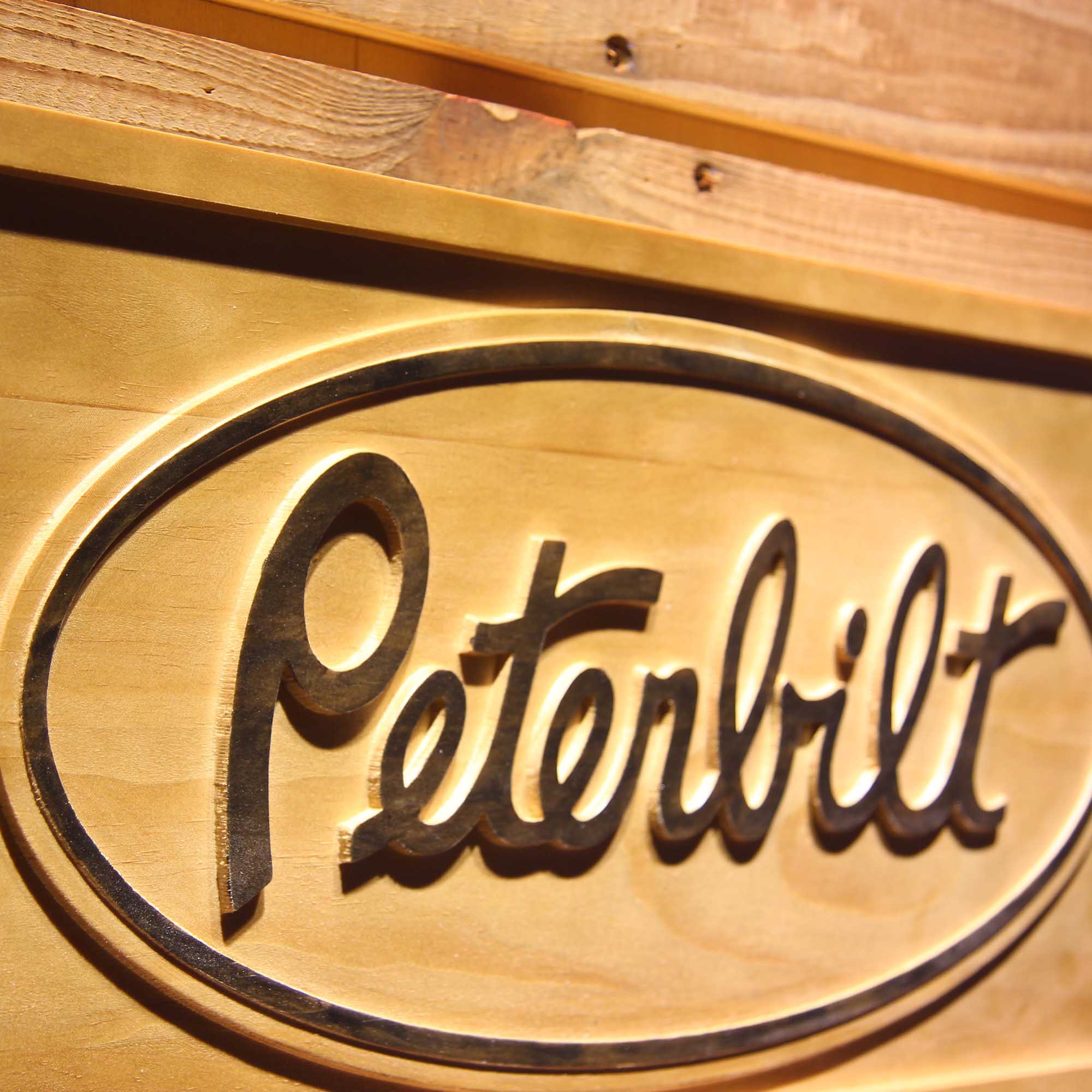 Peterbilt Car 3D Wooden Engrave Sign