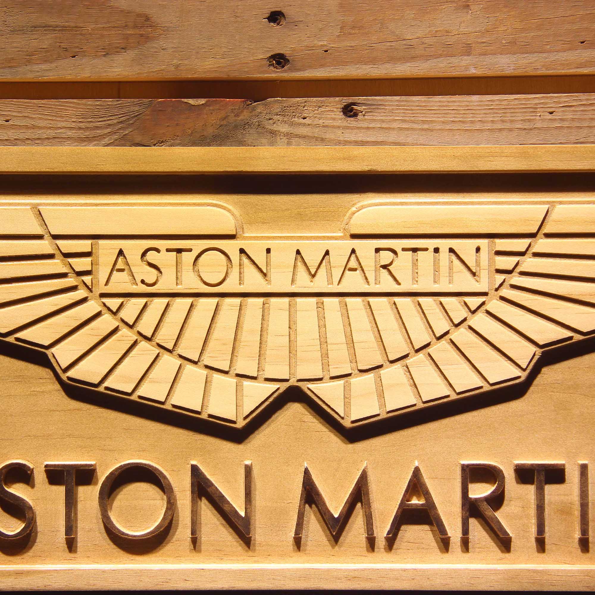 Aston Martin 3D Wooden Engrave Sign