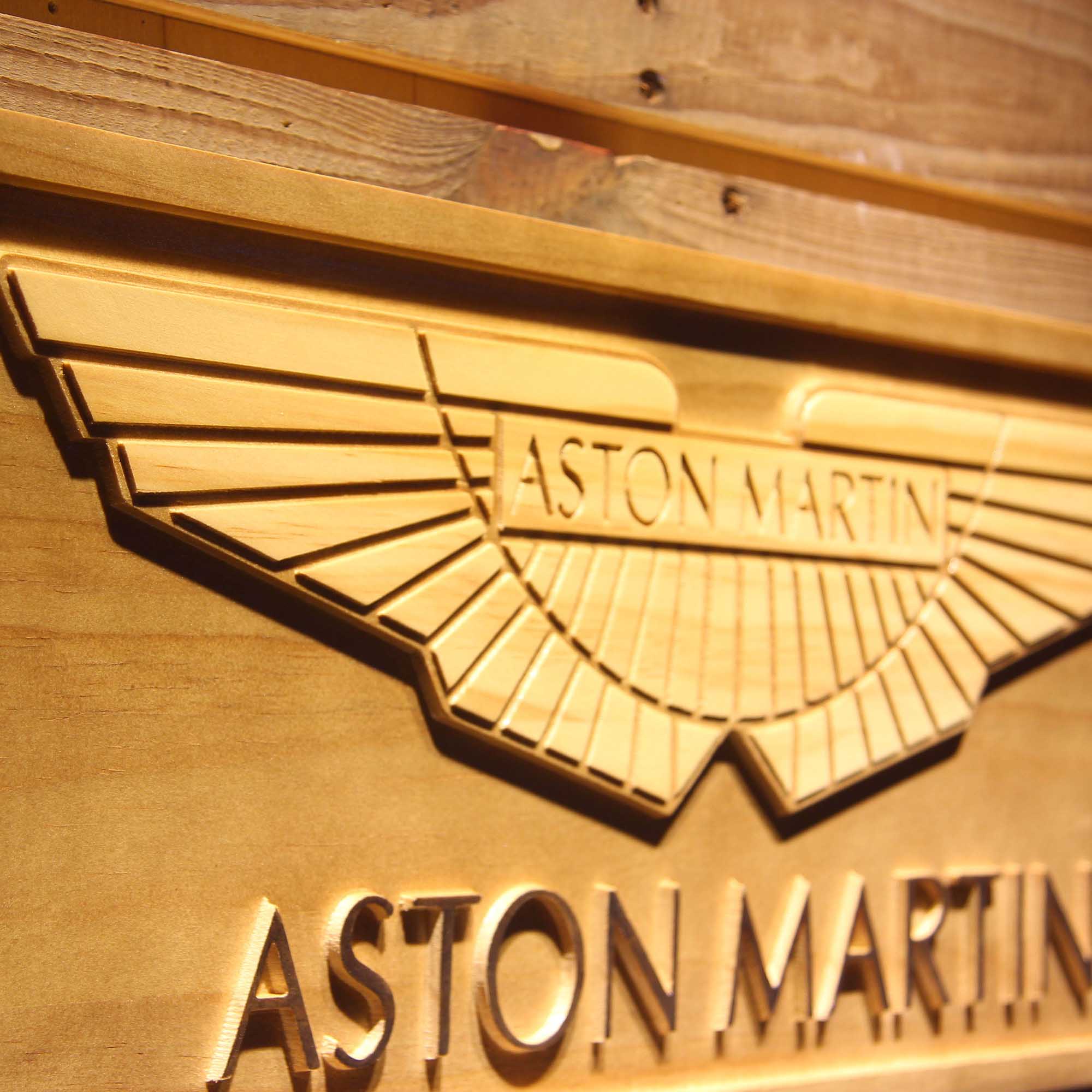 Aston Martin 3D Wooden Engrave Sign