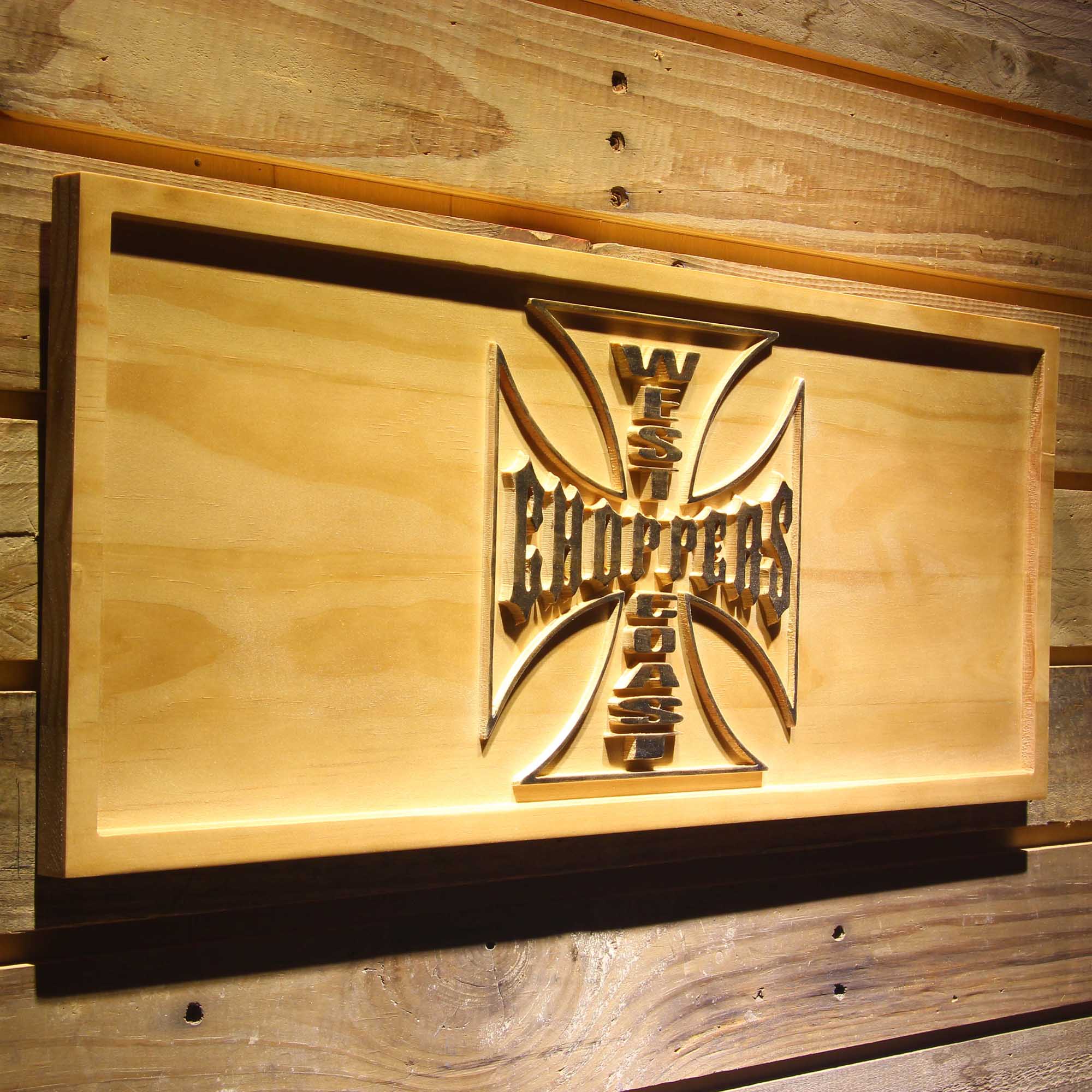 West Coast Choppers 3D Wooden Engrave Sign