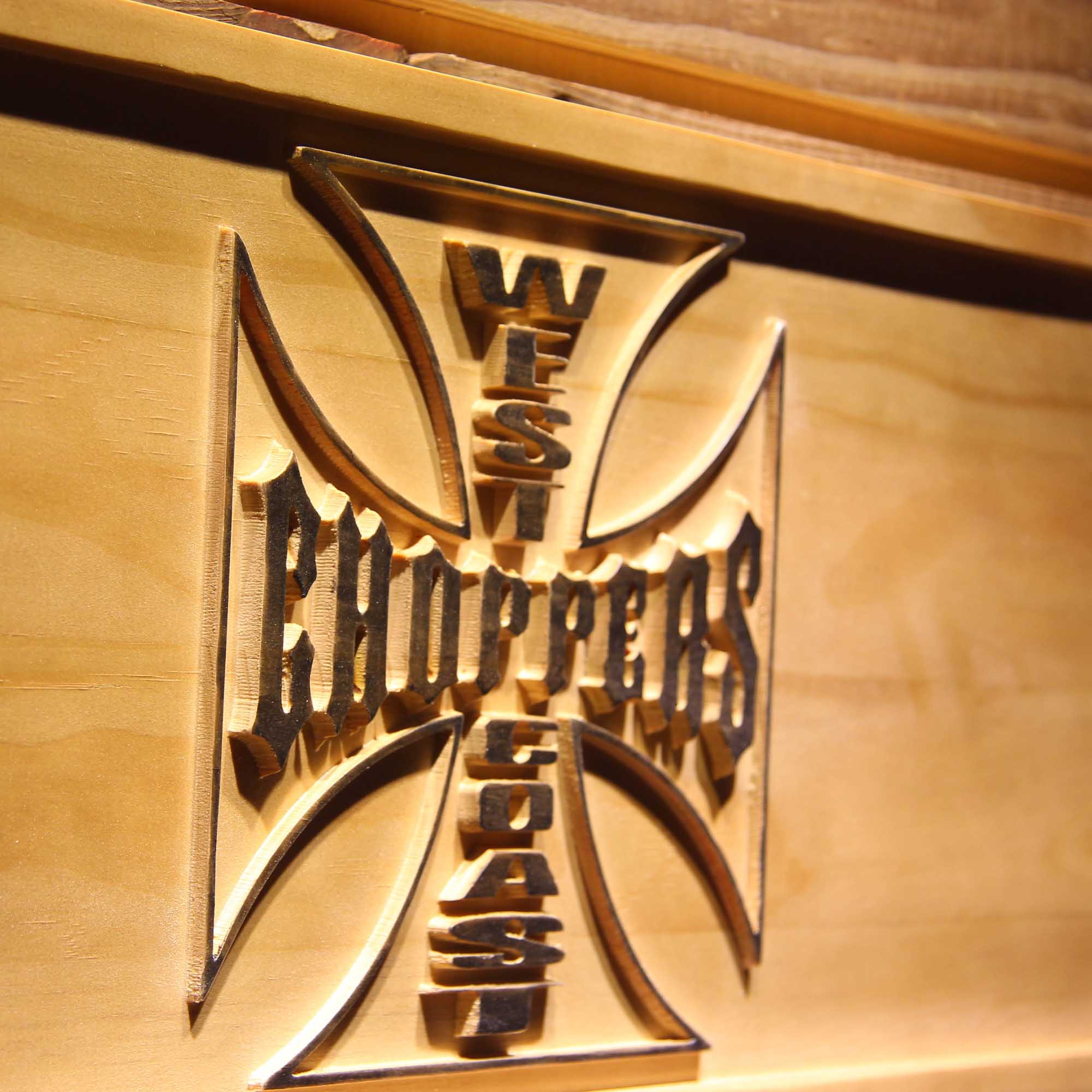 West Coast Choppers 3D Wooden Engrave Sign