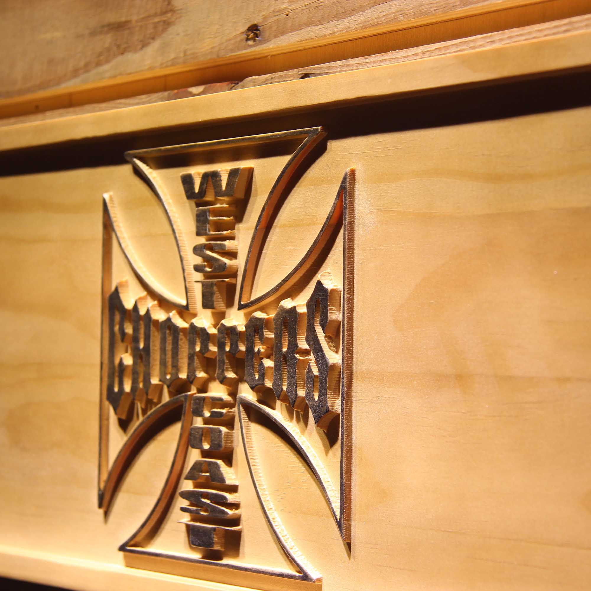 West Coast Choppers 3D Wooden Engrave Sign