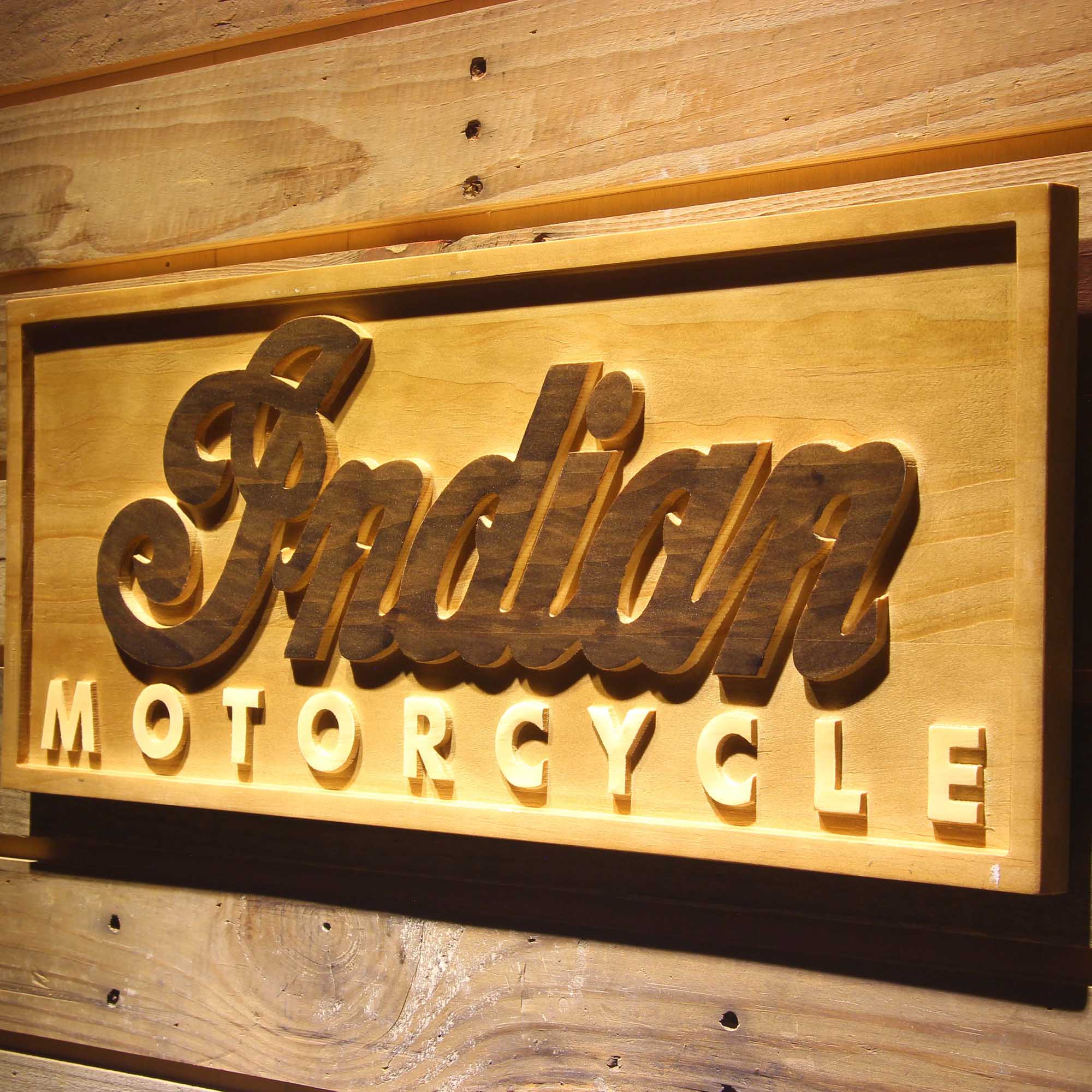 Indian Motorcycles Sport 3D Wooden Engrave Sign