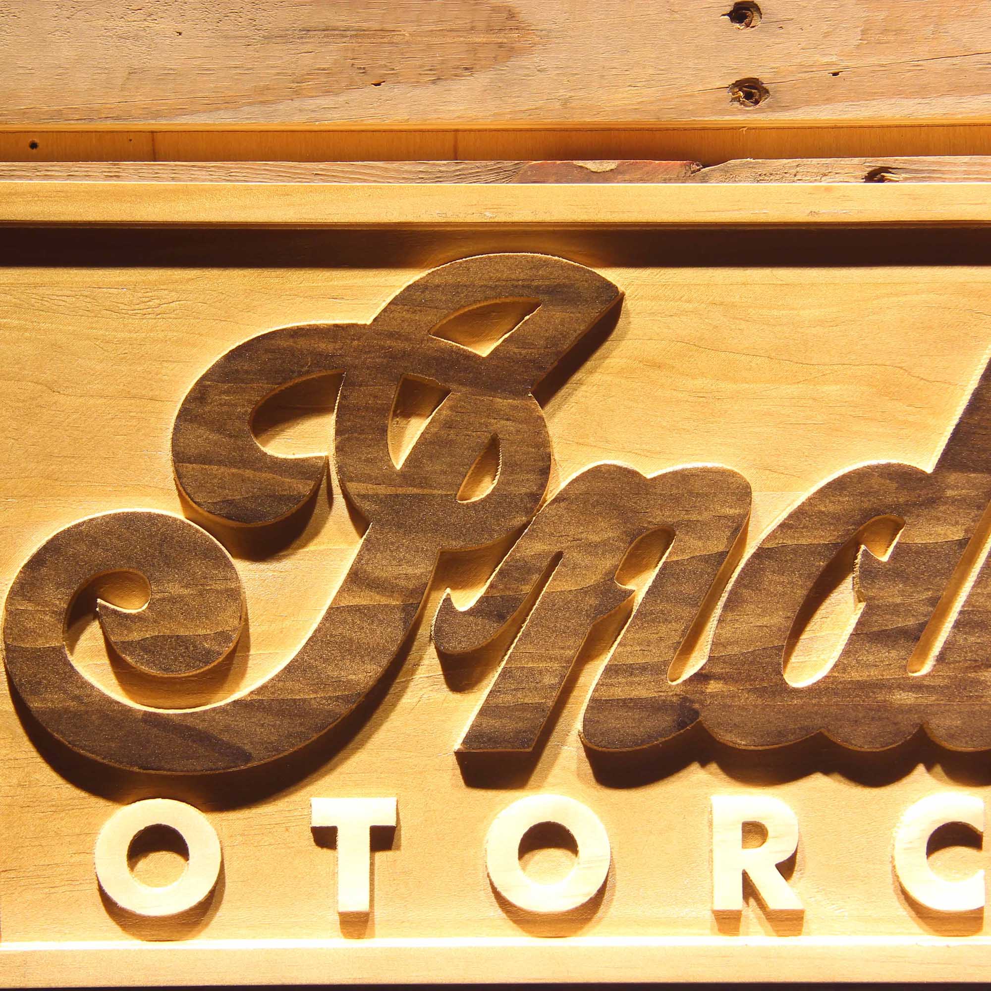 Indian Motorcycles Sport 3D Wooden Engrave Sign