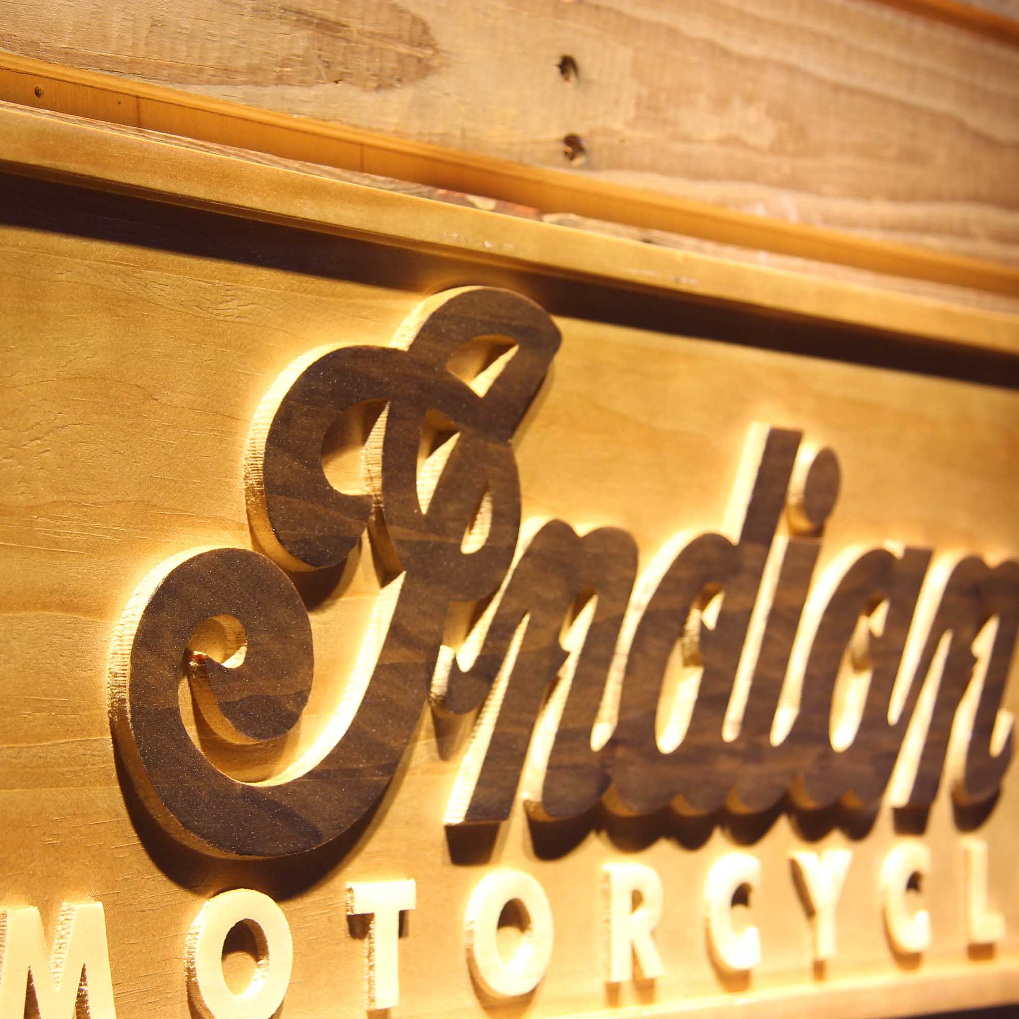 Indian Motorcycles Sport 3D Wooden Engrave Sign