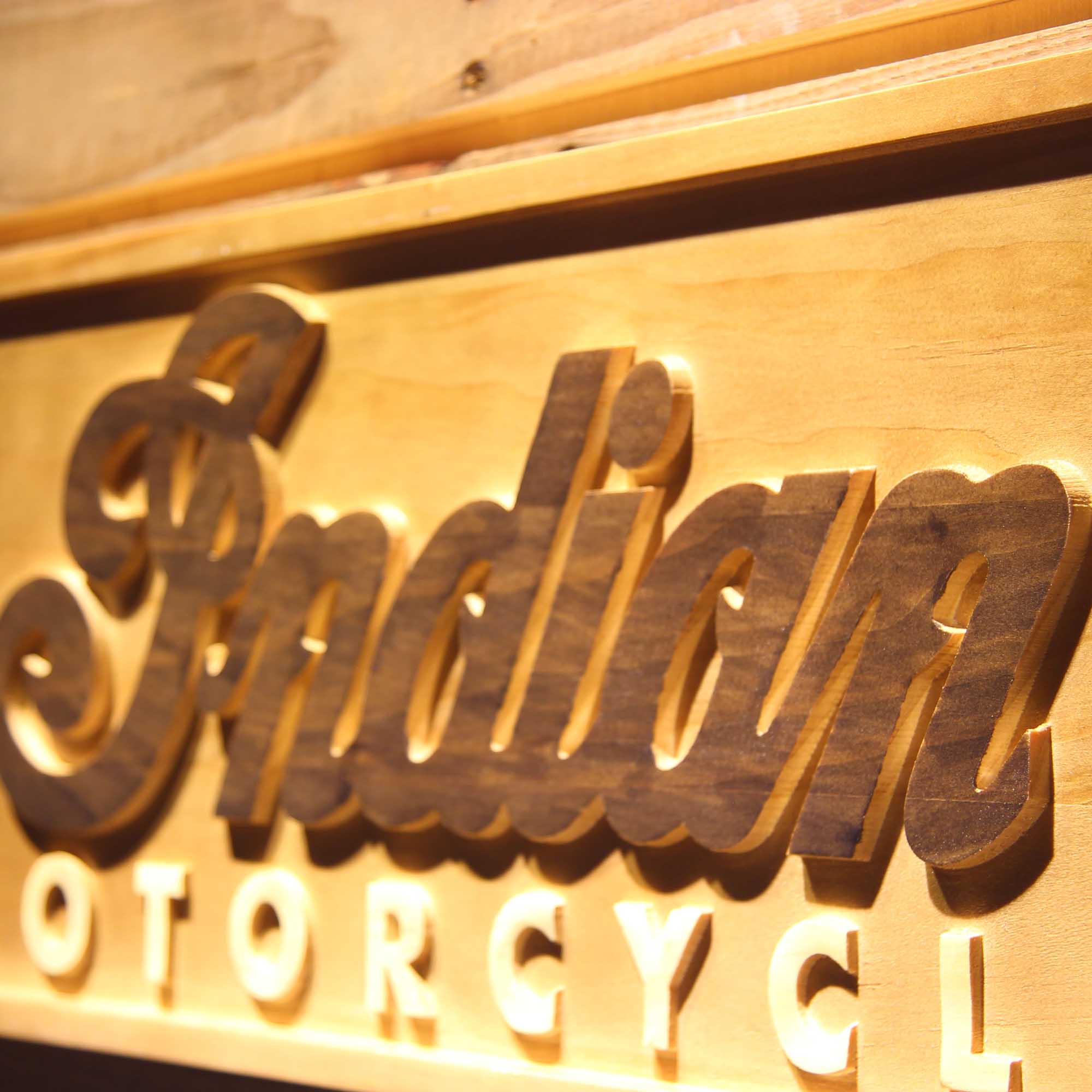 Indian Motorcycles Sport 3D Wooden Engrave Sign