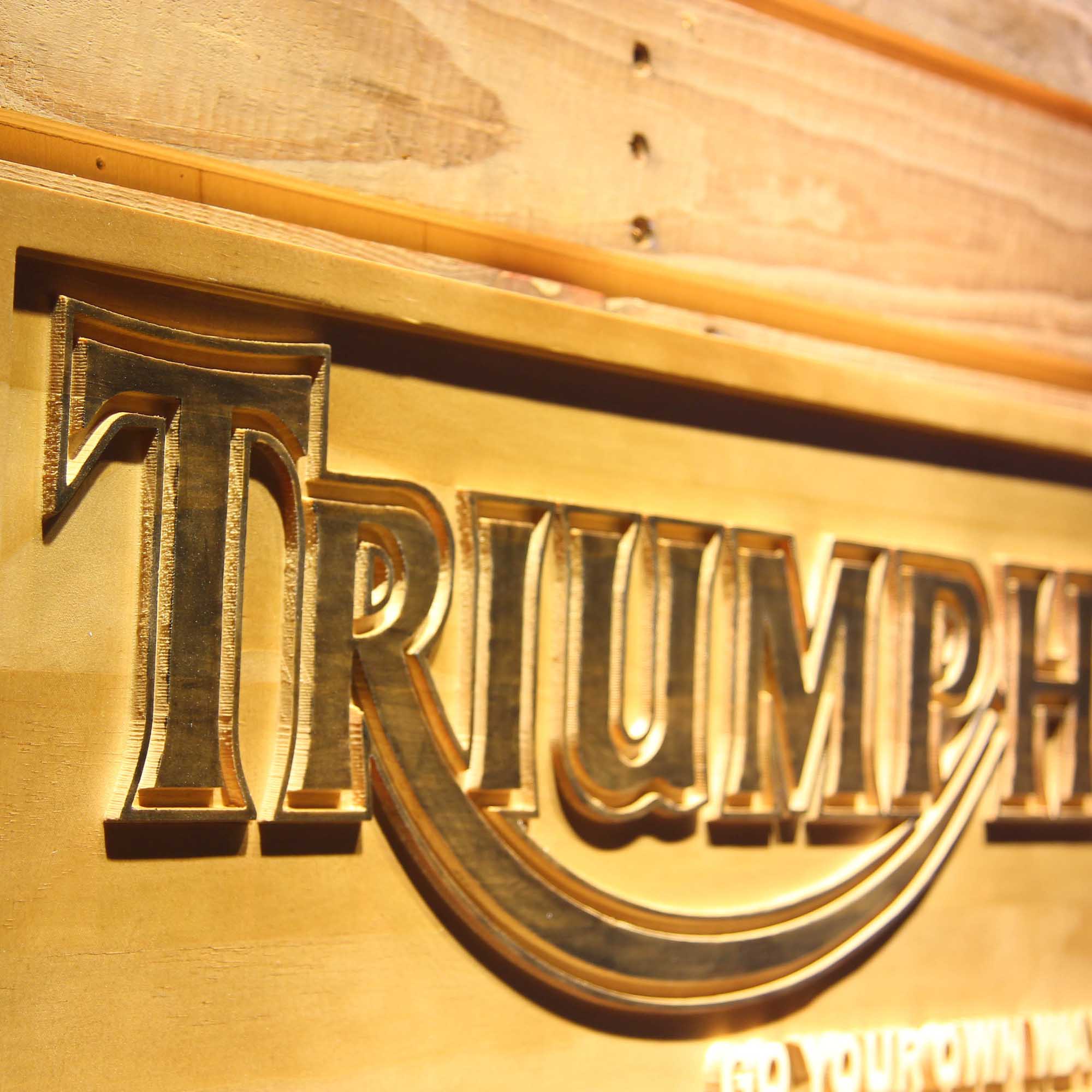 Triumph Go Your Own Way 3D Wooden Engrave Sign