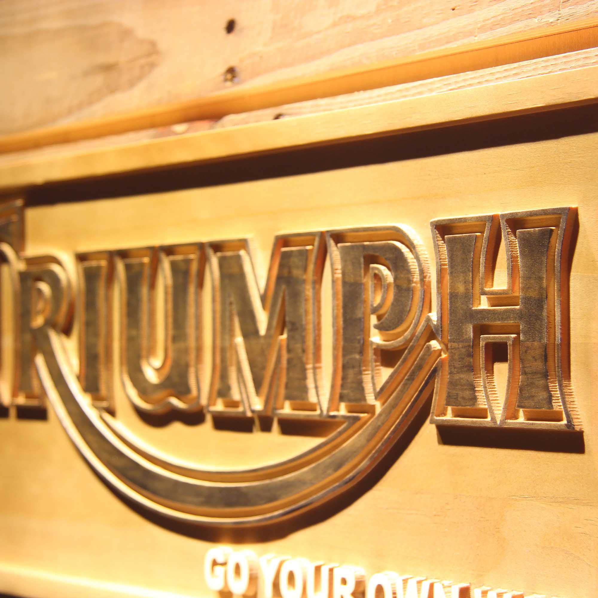 Triumph Go Your Own Way 3D Wooden Engrave Sign