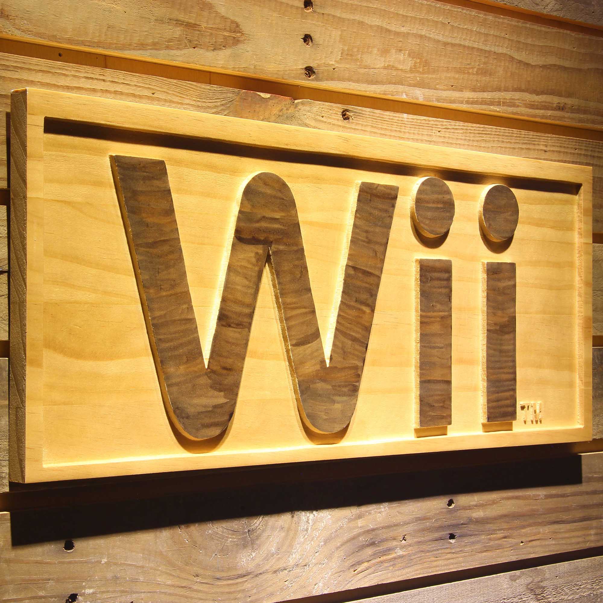 Wii Game Room 3D Wooden Engrave Sign