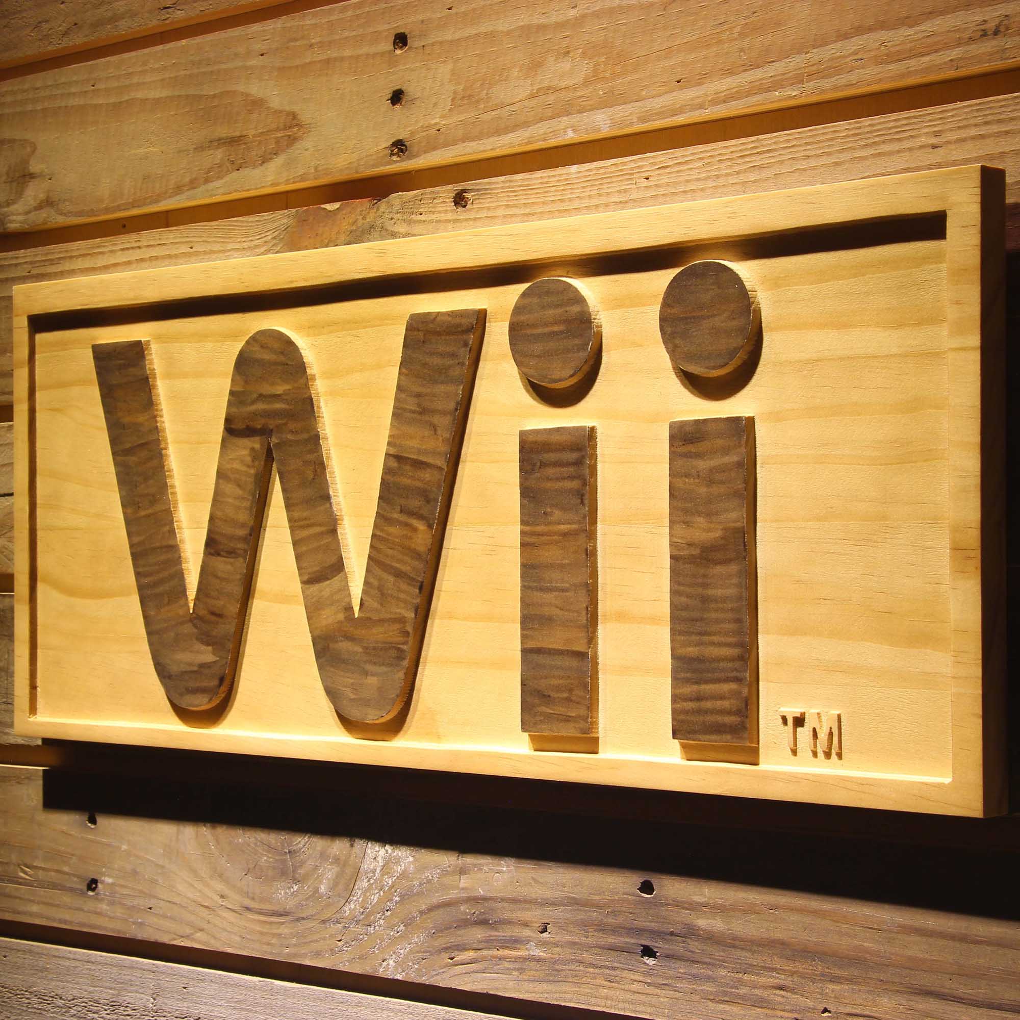 Wii Game Room 3D Wooden Engrave Sign