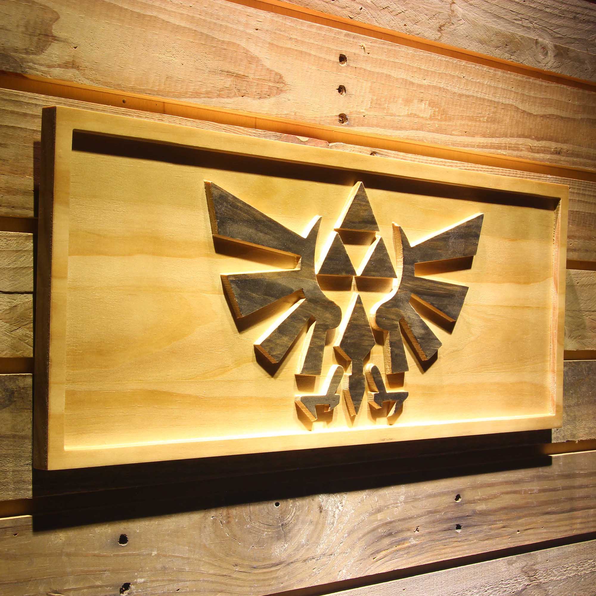 The Legend of Zelda Triforce Game 3D Wooden Engrave Sign