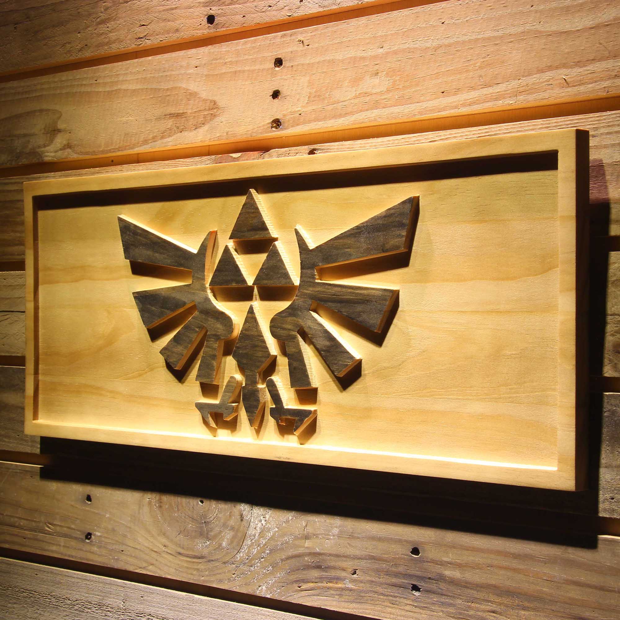 The Legend of Zelda Triforce Game 3D Wooden Engrave Sign