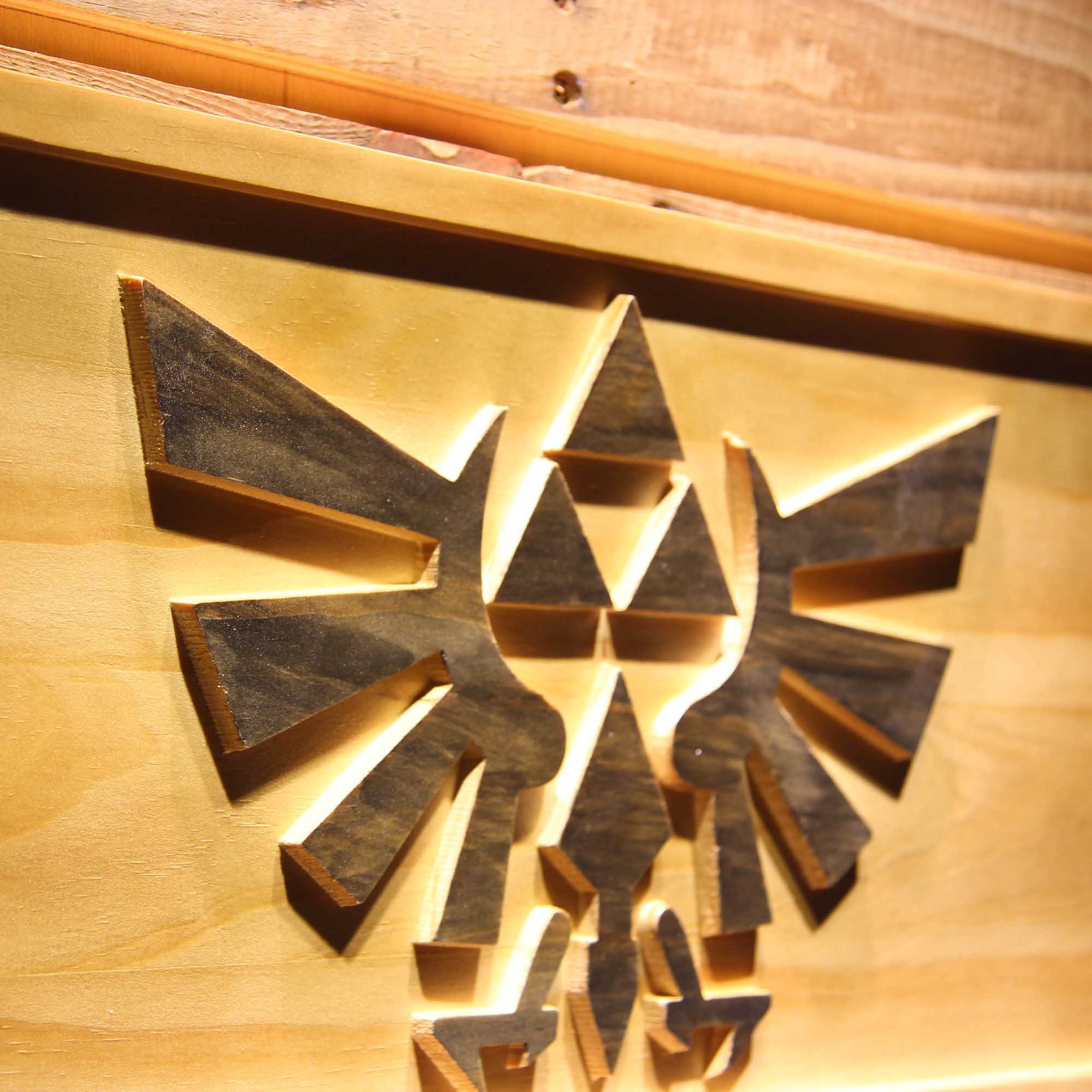 The Legend of Zelda Triforce Game 3D Wooden Engrave Sign