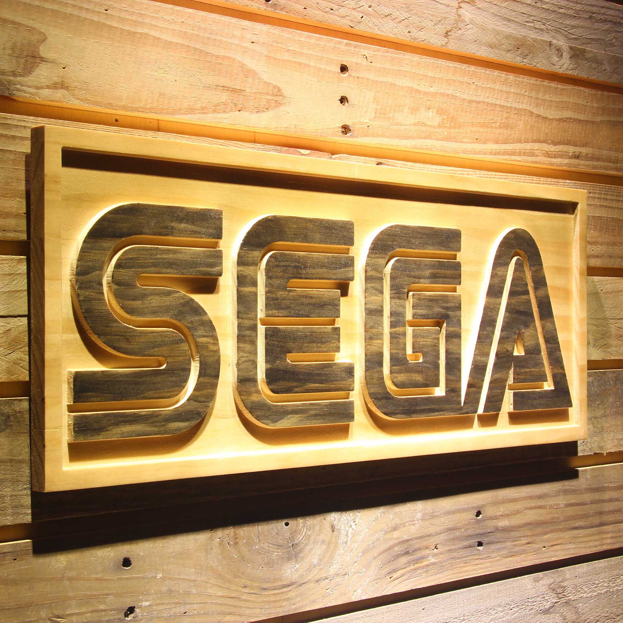 Sega Game 3D Wooden Engrave Sign