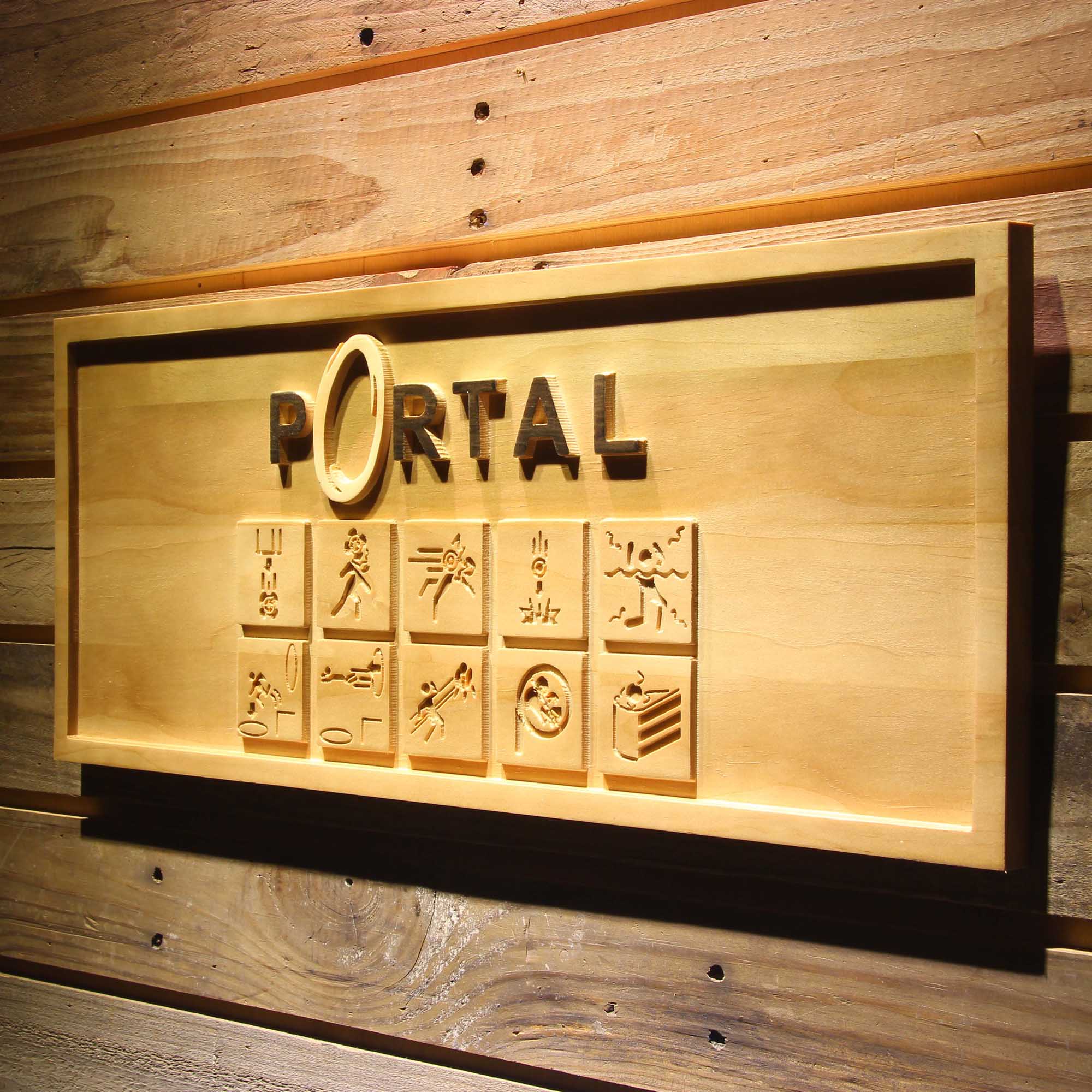 Portal Game Room 3D Wooden Engrave Sign