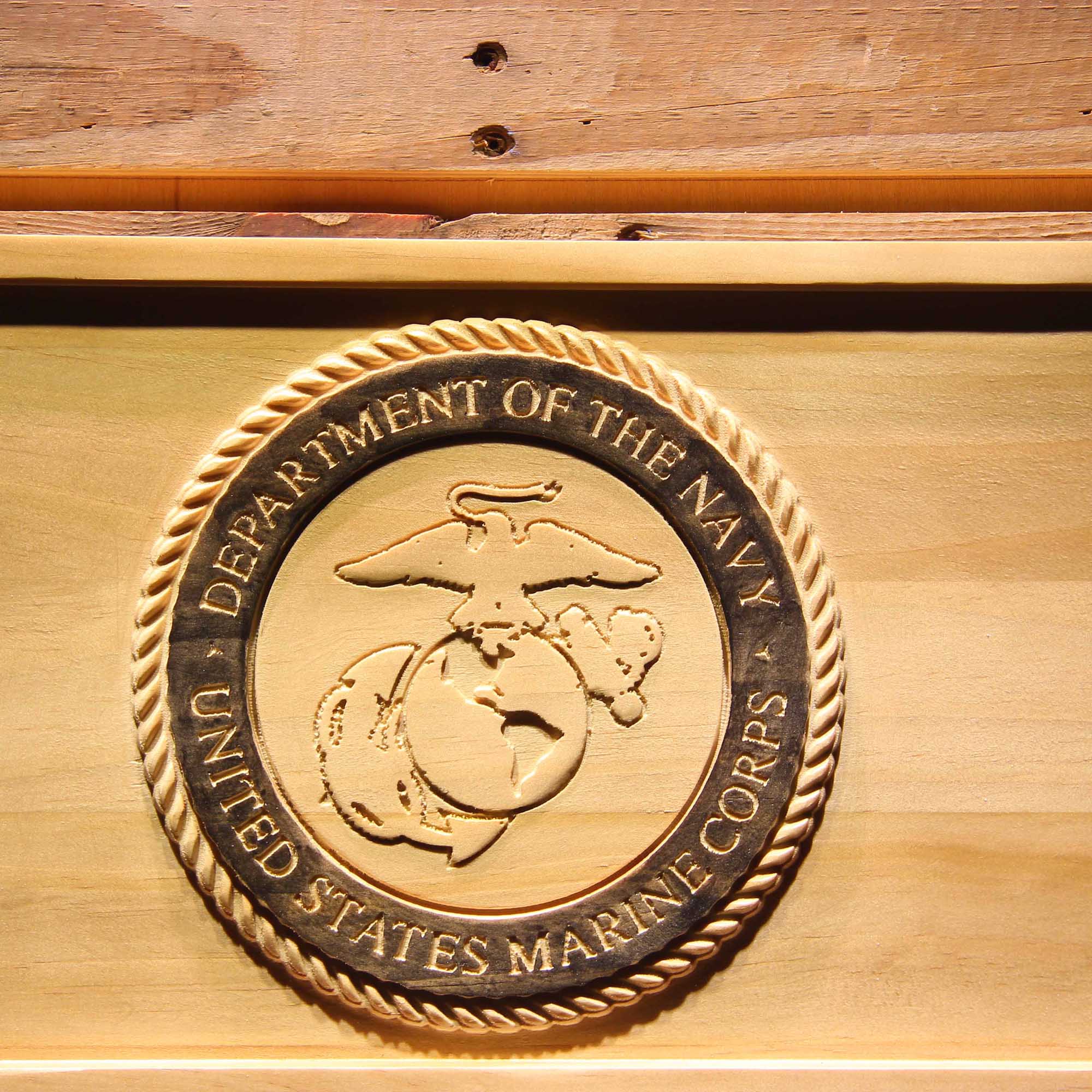 US Marine Corps Badge 3D Wooden Engrave Sign