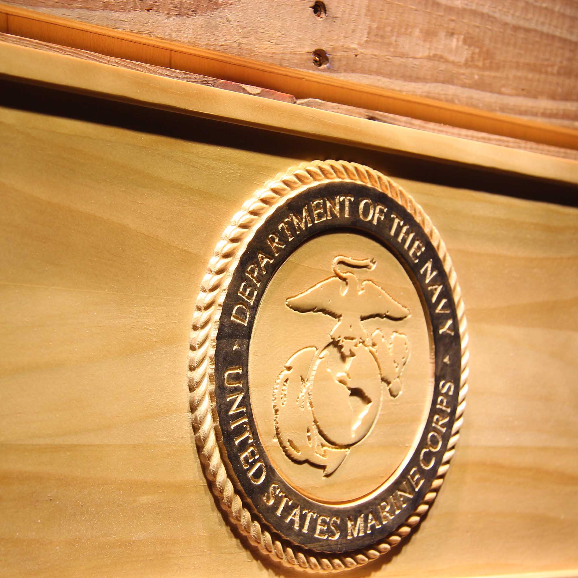 US Marine Corps Badge 3D Wooden Engrave Sign